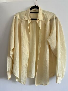 Vintage Light Yellow Sheer Dot Blouse